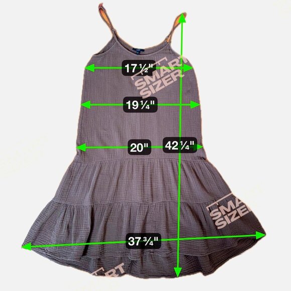 DREW Brown Tiered Gauze Dress XS Adjustable Straps Lagenlook Boho Cotton Maxi OS - Picture 8 of 8